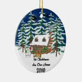 Eerste Kerstmis 2010 Logcabine Keramisch Ornament (Rechts)