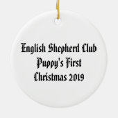 Eerste Kerstmis 2019 van Puppy Keramisch Ornament (Achterkant)