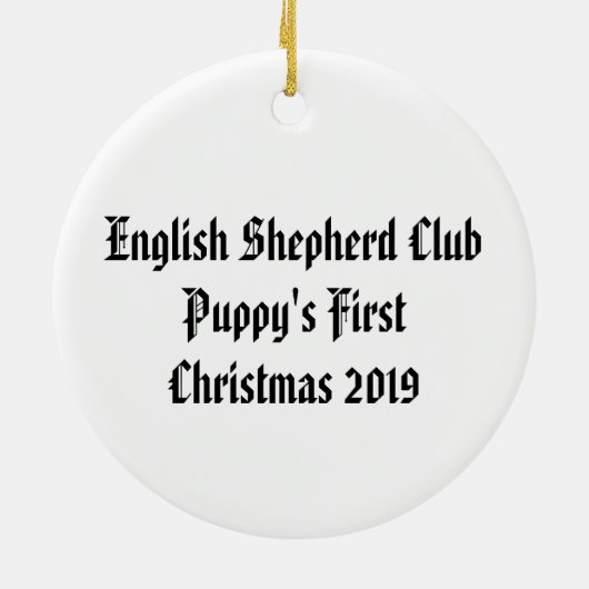 Eerste Kerstmis 2019 van Puppy Keramisch Ornament (Achterkant)