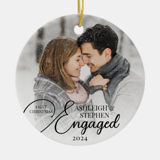 Eerste Kerstmis 2 Aangepaste fotokleuren Keramisch Ornament (Voorkant)