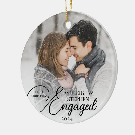 Eerste Kerstmis 2 Aangepaste fotokleuren Keramisch Ornament (Links)