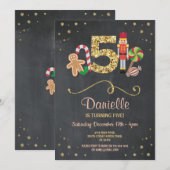 Eerste Kerstmis 5 Feestdagen op zondag 5 Uitnodigi Kaart (Voorkant / Achterkant)