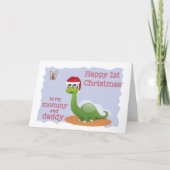 Eerste Kerstmis aan Mama & Papa, Leuke Dinosaurus Feestdagen Kaart (Voorkant)