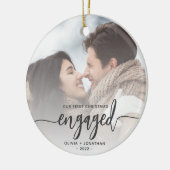 Eerste Kerstmis Aangepast Foto Grijs Manuscript Keramisch Ornament (Links)