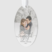 Eerste Kerstmis Aangepast Foto Grijs Manuscript Ornament (voorkant)