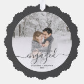 Eerste Kerstmis Aangepast Foto Grijs Manuscript Ornament Kaart (Achterkant)