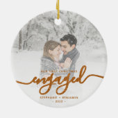 Eerste Kerstmis Aangepast foto-koperscript Keramisch Ornament (Achterkant)