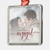 Eerste Kerstmis Aangepast Foto Rood Manuscript Metalen Ornament (Links)