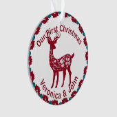 Eerste Kerstmis Aangepast Noordse rendierScandinav Ornament (voorkant)