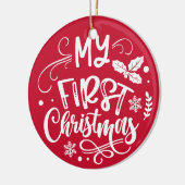 Eerste Kerstmis Aangepaste Baby Fototoetsenbord Keramisch Ornament (Links)