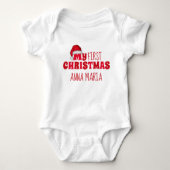 Eerste Kerstmis - Aangepaste Cute Newborn Santa Romper (Voorkant)