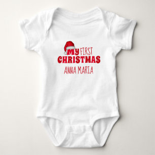 Eerste Kerstmis - Aangepaste Cute Newborn Santa Romper