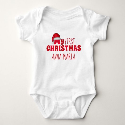 Eerste Kerstmis - Aangepaste Cute Newborn Santa Romper (Voorkant)