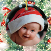 Eerste kerstmis, aangepaste foto, grappige Kerstma Keramisch Ornament