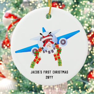 Eerste kerstmis, aangepaste foto, grappige Kerstma Keramisch Ornament