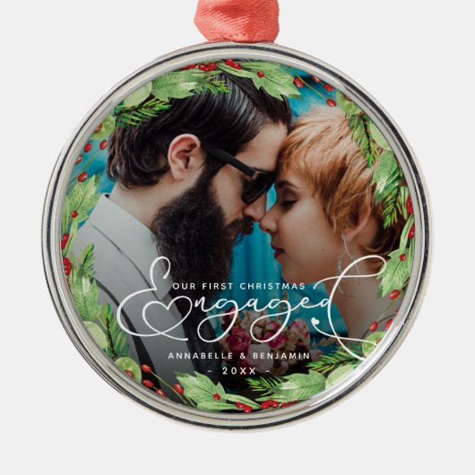 Eerste Kerstmis Aangepaste Foto Metal Orname Metalen Ornament (Voorkant)