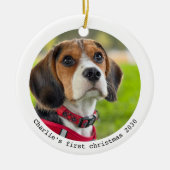 Eerste Kerstmis Aangepaste foto van Pet Puppy Dog Keramisch Ornament (Voorkant)