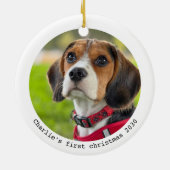 Eerste Kerstmis Aangepaste foto van Pet Puppy Dog Keramisch Ornament (Achterkant)