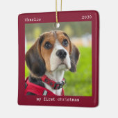 Eerste Kerstmis Aangepaste foto van Pet Puppy Dog Keramisch Ornament (Links)
