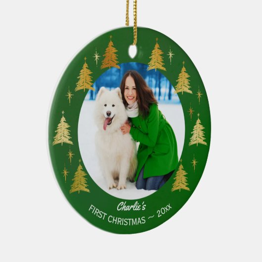 Eerste Kerstmis - Aangepaste foto voor puppy Dog Keramisch Ornament (Rechts)