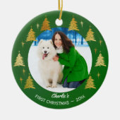 Eerste Kerstmis - Aangepaste foto voor puppy Dog Keramisch Ornament (Voorkant)