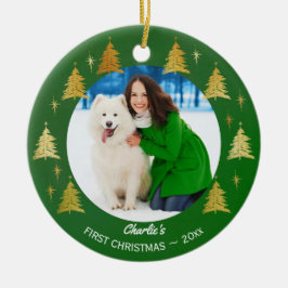 Eerste Kerstmis - Aangepaste foto voor puppy Dog Keramisch Ornament