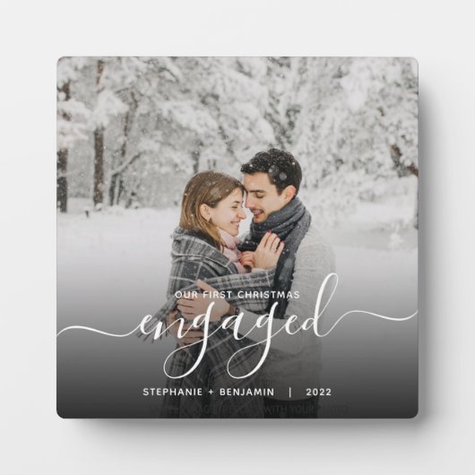 Eerste Kerstmis Aangepaste foto White Script Fotoplaat (Voorkant)