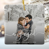 Eerste Kerstmis Aangepaste foto White Script Keramisch Ornament