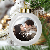 Eerste Kerstmis Aangepaste foto White Script Keramische Bal Ornament