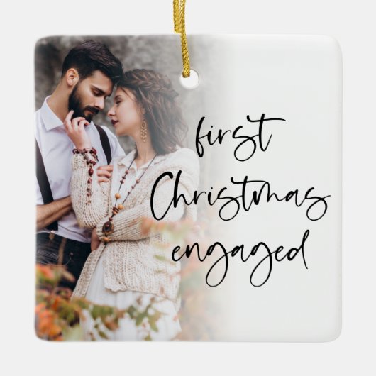 Eerste Kerstmis Aangepaste fotobedekking Keramisch Ornament (Voorkant)