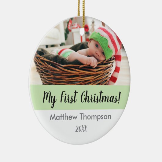 Eerste Kerstmis, aangepaste fotoversiering Keramisch Ornament (Rechts)