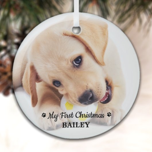 Eerste Kerstmis Aangepaste Pet Puppy Photo Dog Glas Ornament