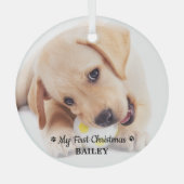 Eerste Kerstmis Aangepaste Pet Puppy Photo Dog Glas Ornament (Voorkant)