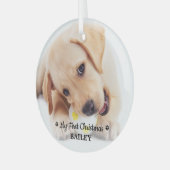 Eerste Kerstmis Aangepaste Pet Puppy Photo Dog Glas Ornament (Voorkant links)