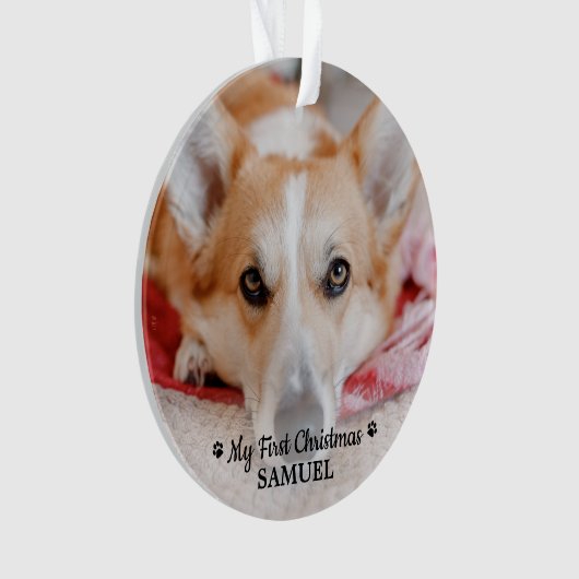 Eerste Kerstmis Aangepaste Pet Puppy Photo Dog Ornament (voorkant)