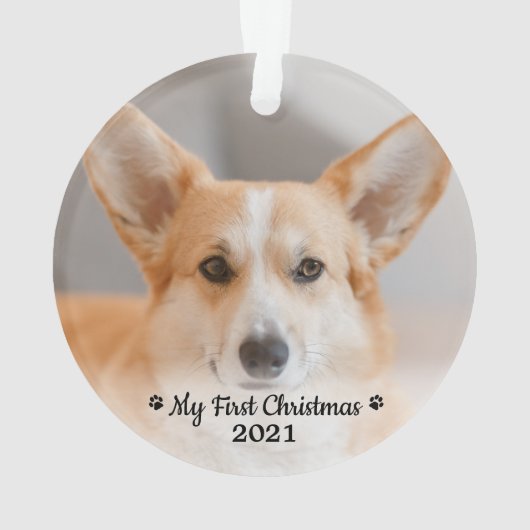 Eerste Kerstmis Aangepaste Pet Puppy Photo Dog Ornament (achterkant)