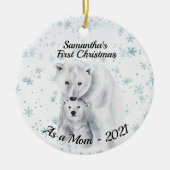 Eerste Kerstmis als Beer Baby van mam Polar Keramisch Ornament (Voorkant)