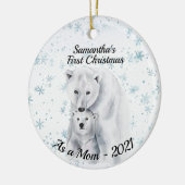 Eerste Kerstmis als Beer Baby van mam Polar Keramisch Ornament (Links)