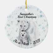 Eerste Kerstmis als Beer Baby van mam Polar Keramisch Ornament (Achterkant)