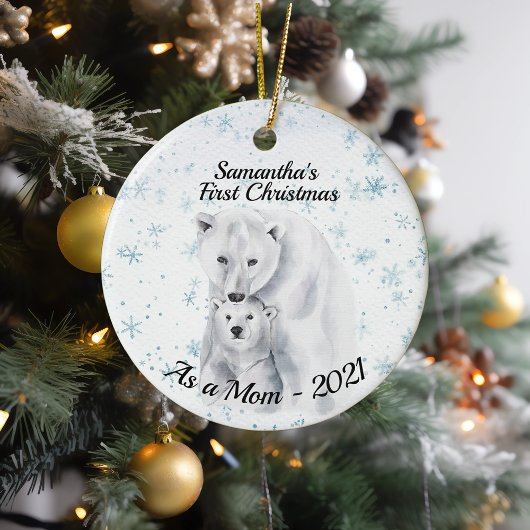 Eerste Kerstmis als Beer Baby van mam Polar Keramisch Ornament