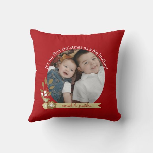 Eerste Kerstmis als Big Brother-aangepaste foto/na Kussen (Achterkant)