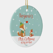 Eerste Kerstmis als Big Brother, Cute Foxes Keramisch Ornament (Rechts)