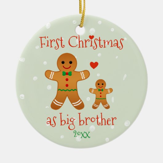 Eerste Kerstmis als Big Brother - Gingerbrood Mann Keramisch Ornament (Voorkant)