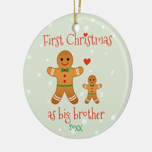 Eerste Kerstmis als Big Brother - Gingerbrood Mann Keramisch Ornament (Links)