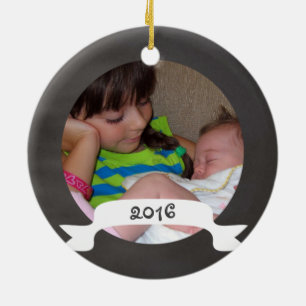 Eerste Kerstmis als Big Sister Chalkboard Keramisch Ornament