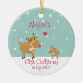 Eerste Kerstmis als Big Sister, Cute Reindeer Keramisch Ornament (Voorkant)