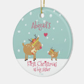 Eerste Kerstmis als Big Sister, Cute Reindeer Keramisch Ornament (Links)