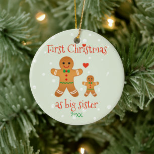 Eerste Kerstmis als Big Sister - Gingerbrood Manne Keramisch Ornament