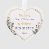 Eerste Kerstmis als Big Sister Gold Lijst Foto Ornament (achterkant)