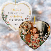 Eerste Kerstmis als Big Sister Gold Lijst Foto Ornament